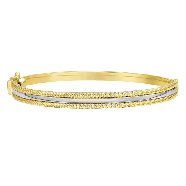 Pipe Trim Bangle in Two Tone Gold J7