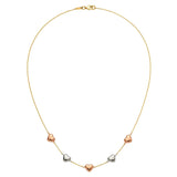 High Polish Hearts Necklace in Tri-colour Gold