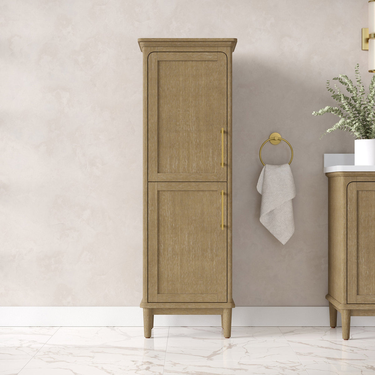 OVE Decors Lara Linen Cabinet in Antique Oak Finish