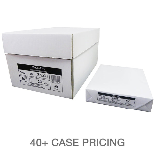 Xerographic Printer Paper, Letter, 8.5 in. x 11 in., 92 Bright, 20 lb., Case Pricing Order of 40+ F5