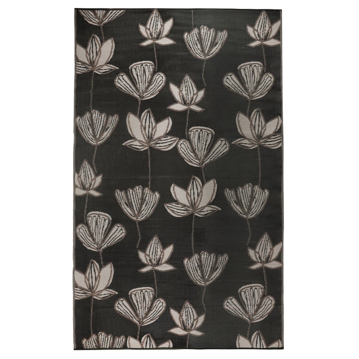 Viana Bahamas Collection Midnight Lotus Indoor/Outdoor Reversible Area Rug