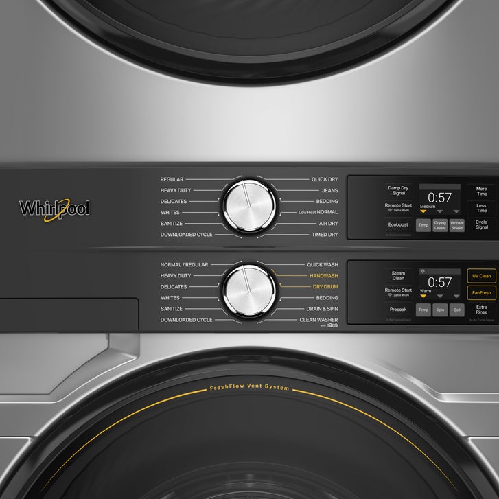 Whirlpool 28 in. Laundry Centre 5.2 cu ft. Washer and 7.4 cu ft. Electric Vented Dryer with UV Clean