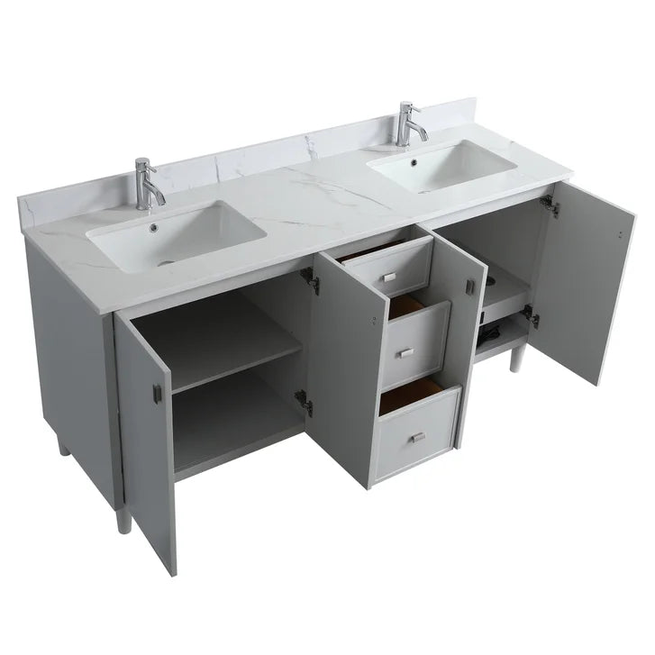 SERA Cape Cod Vanity in Hampton Grey Finish with Engineered Calcutta Marble Countertop