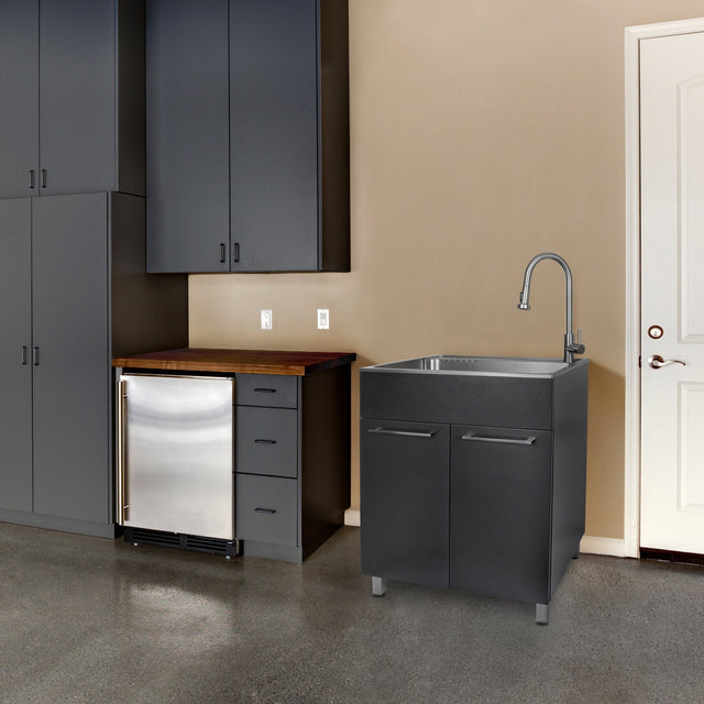 Transform 28 in. All-in-one Utility Sink with Cabinet and Stainless Steel Faucet N6