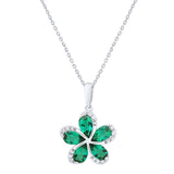 Pear Cut Lab Created Emerald and Diamond Pendant (0.02 ctw)