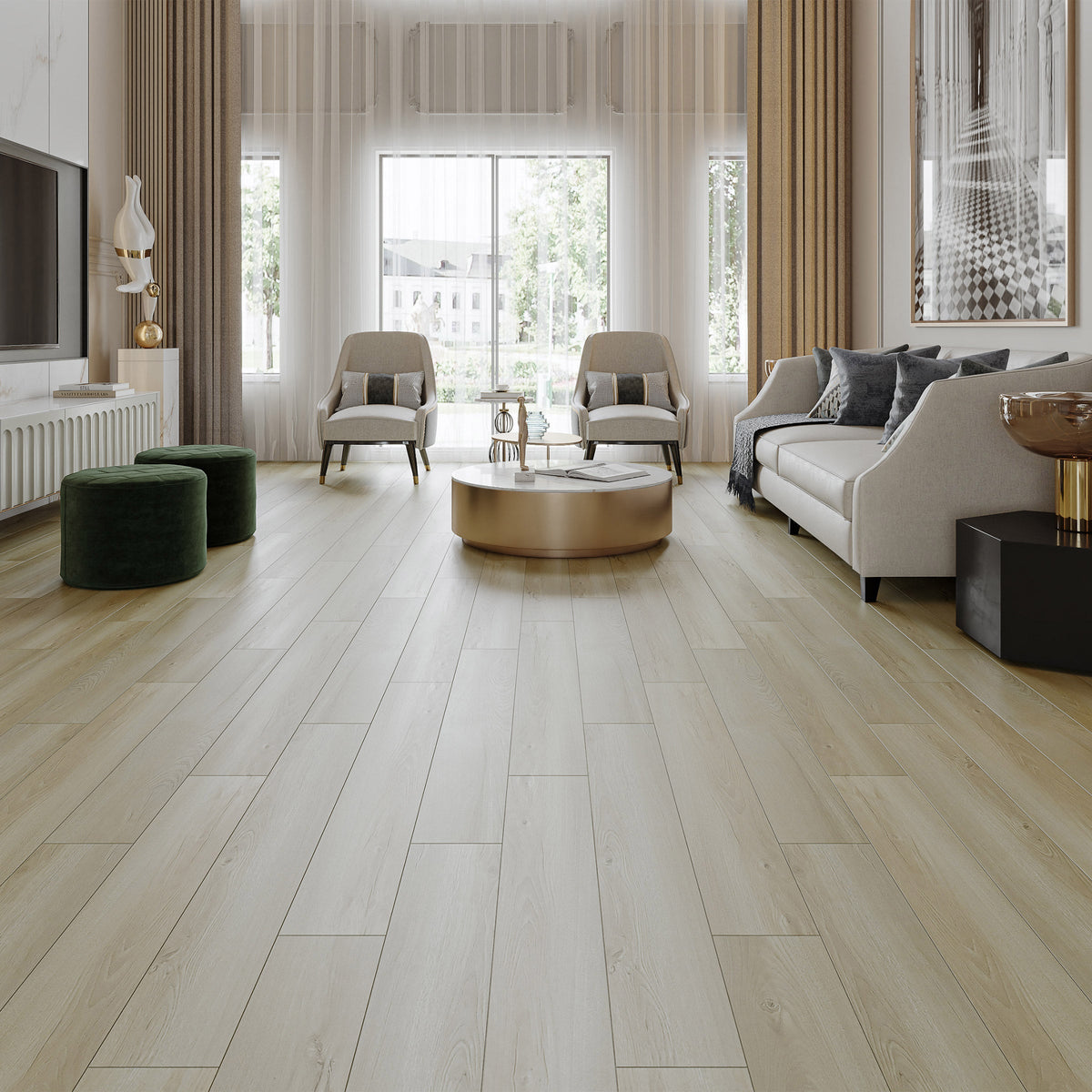 Kairos 19 cm (7.5 in.) Water Resistant Laminate Flooring.