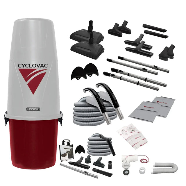Cyclovac Nitro Max XL - Central Vacuum with 2 Electric Power Nozzles and 1 Garage Kit – 700 Airwatts O8