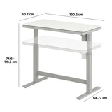 Tresanti Tessa 119.4 cm (47 in.) Adjustable Height Desk with LED Lighting, White