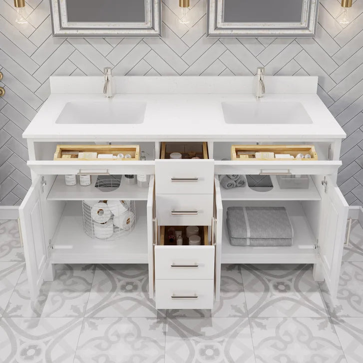 Studio Bathe Katie II Vanity in White Finish with Engineered Stone Countertop