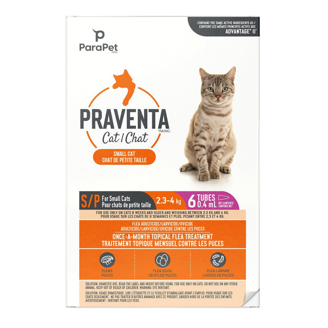 Parapet Praventa Flea Protection for Small Cats up to 4kg, 6 Tubes V7