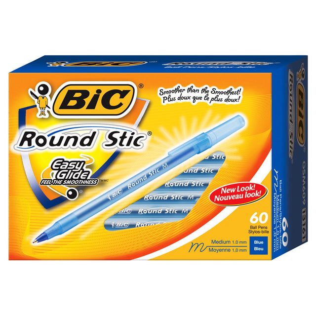 BIC Round Stic Blue Ballpoint Medium-point 1.0 mm Pens, 60-pack I3