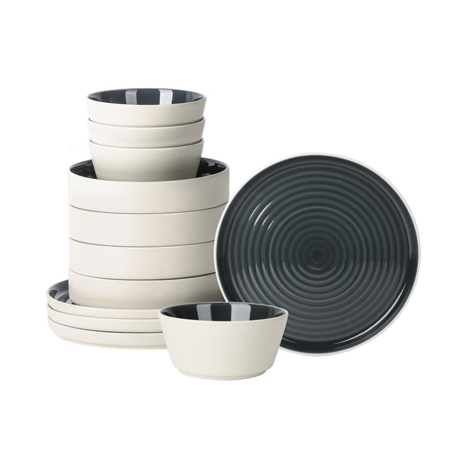 Stone Lain Elica Stoneware Dinnerware Set, 12-pieces K0
