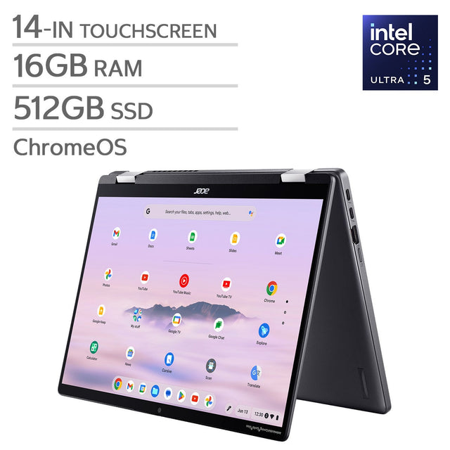 Acer Spin 714 14.0-in Touchscreen Chromebook Plus, Intel Core Ultra 5 115U, 16 GB RAM, 512 GB SSD K0