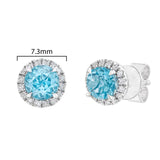 Round Cut Swiss Blue Topaz and Diamond Earrings (0.15 ctw)