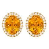 Oval Cut Citrine and Diamond Earrings (0.28 ctw)