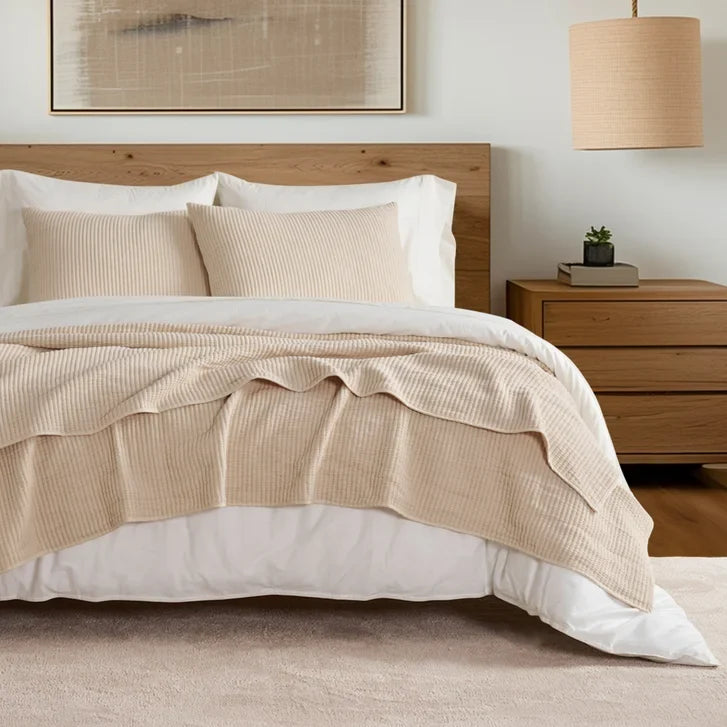 Evergrace Cotton Ribbed Quilted Coverlet Set