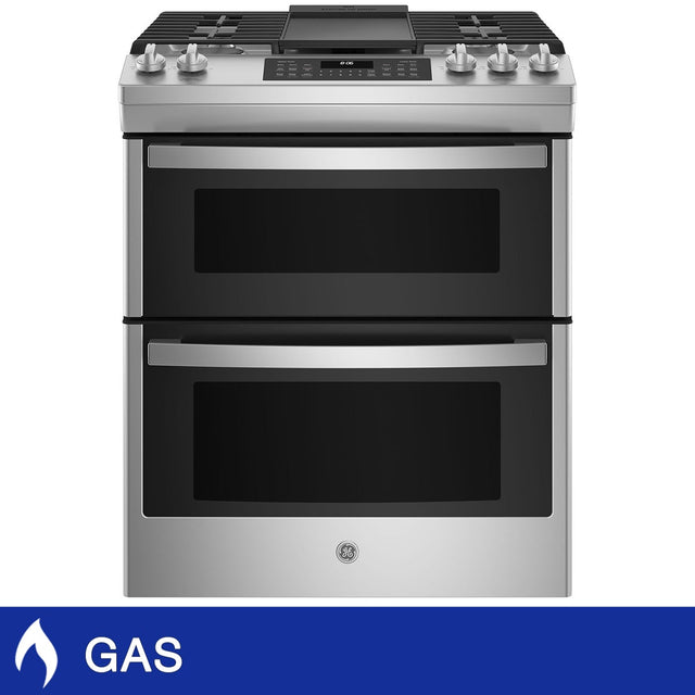 GE 30 in. 6.7 cu.ft. Gas Stainless Steel Double Oven Range with No Preheat Air Fry Z0