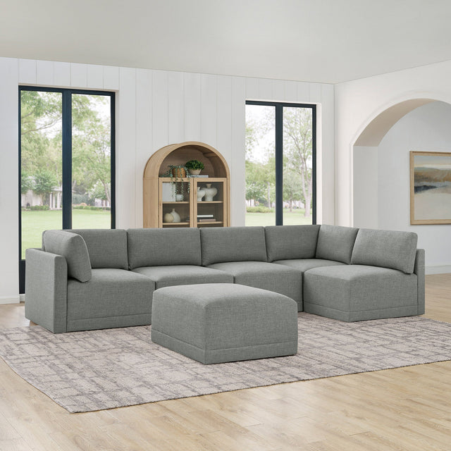 Thomasville Fallon 6-piece Modular Fabric Sectional with Ottoman L6
