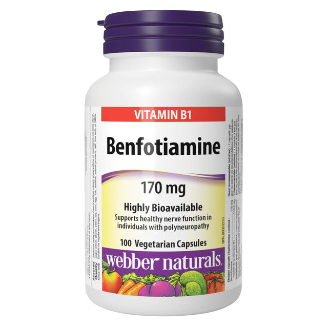 webber naturals Benfotiamine Vitamin B1 - 100 Vegetarian Capsules L3