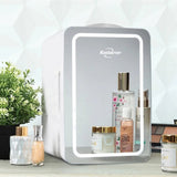 Koolatron 6 Litre Compact Cosmetics Mini Fridge with LED Lighted Dimmable Makeup Mirror