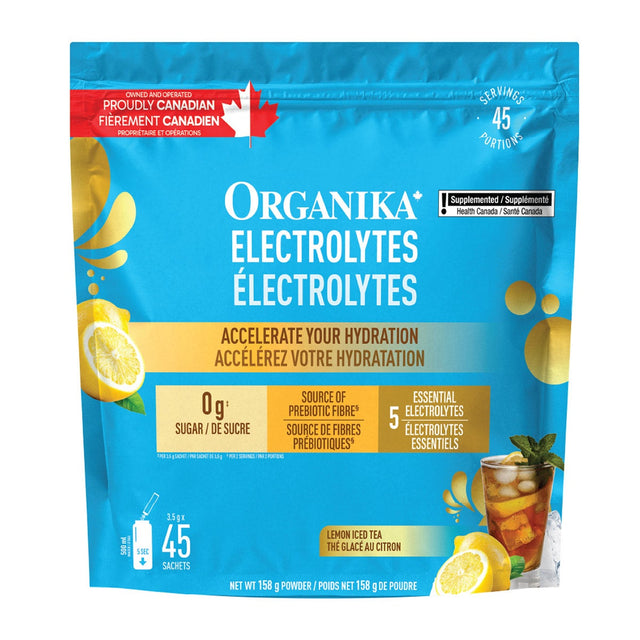 Organika Electrolytes Lemon Iced Tea Sachets, 3.5g x 45 Y8