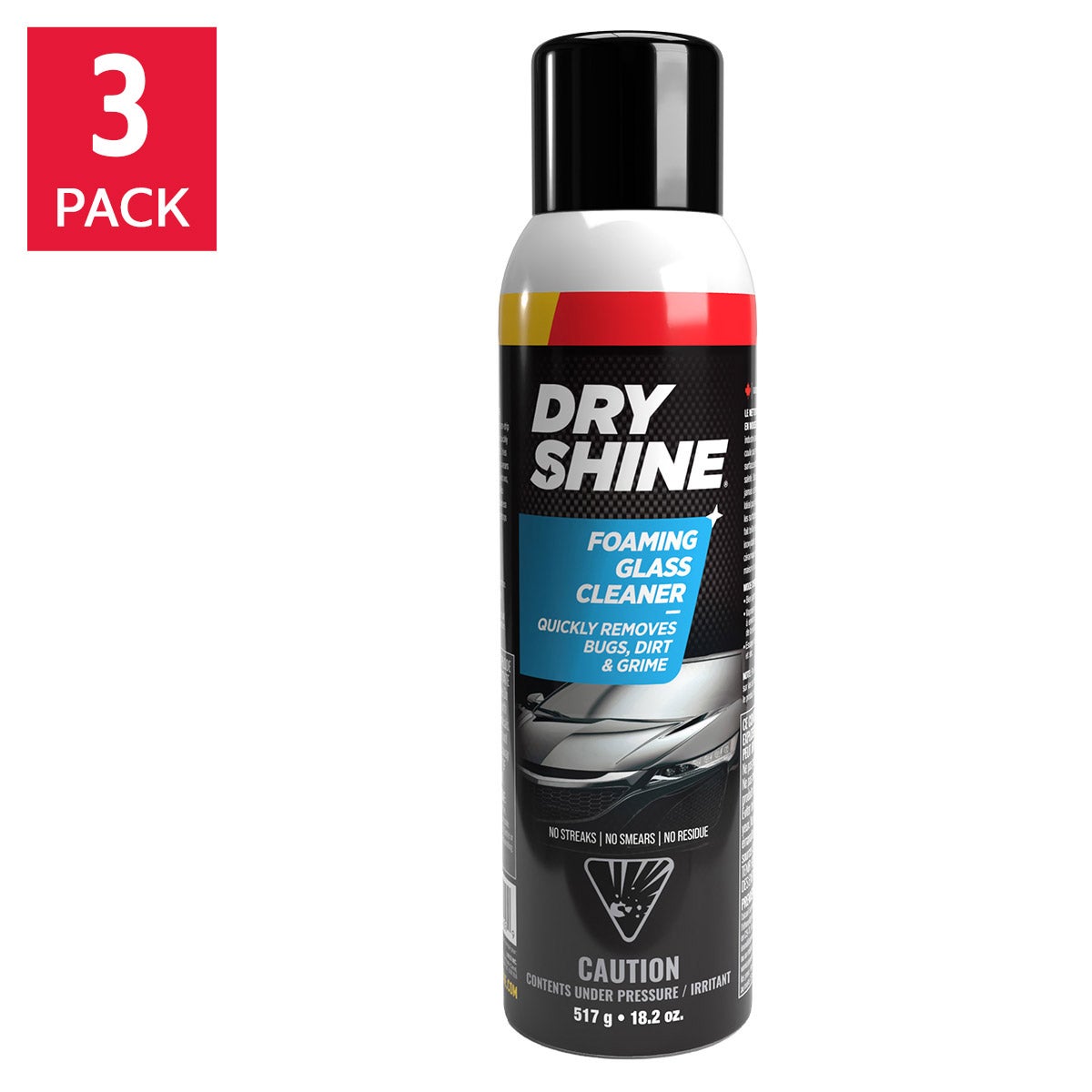 Dry Shine Foaming Glass Cleaner, 3-pack