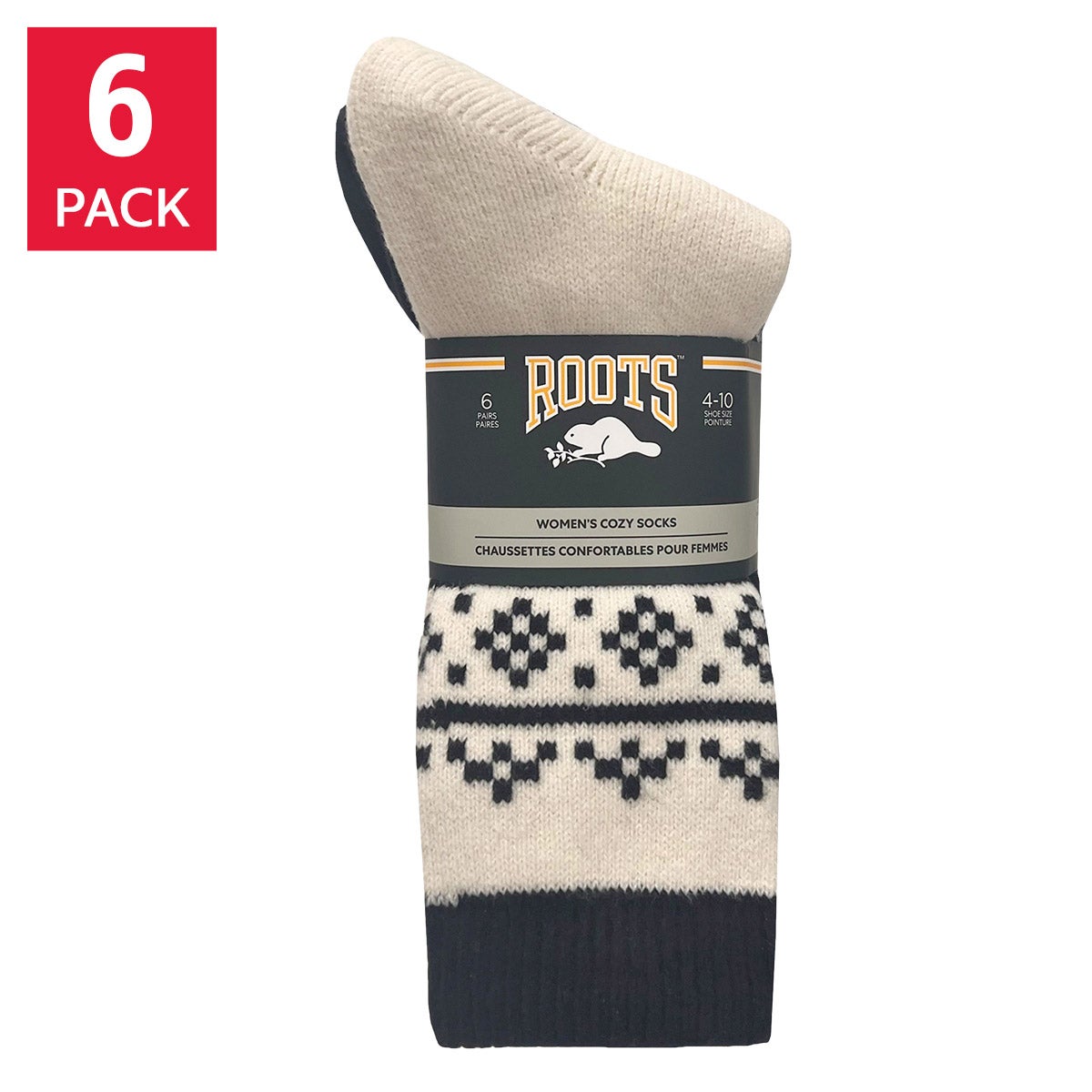Roots Women’s Cozy Crew Sock, 6-Pairs