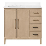 OVE Decors Codey Vanity in Sahara Birch Finish with Calacatta Quartz Countertop
