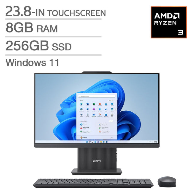 Lenovo IdeaCentre 23.8 in. All-in-One Touchscreen Desktop, AMD Ryzen 3 7335U - 8GB RAM, 256GB SSD J0