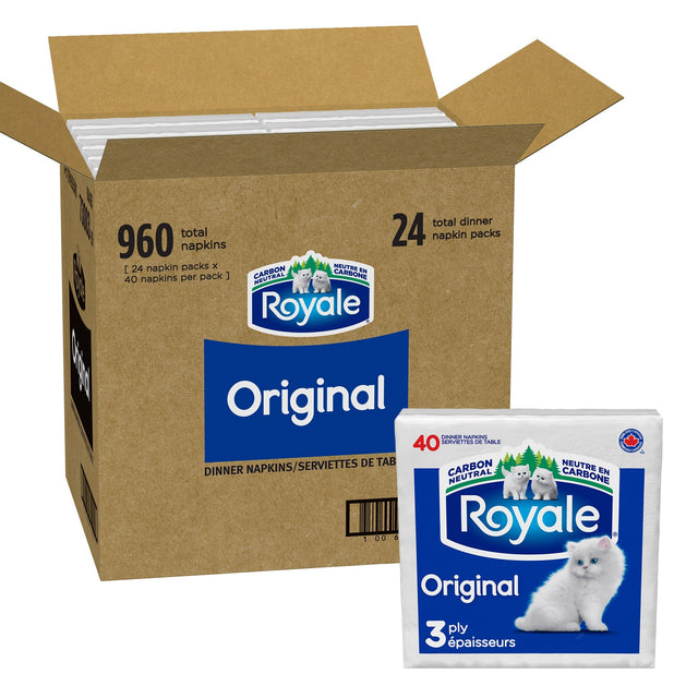 Royale 3-ply Napkins, 24 Packs, 40 Dinner Napkins per Pack A3
