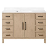 OVE Decors Codey Vanity in Sahara Birch Finish with Calacatta Quartz Countertop