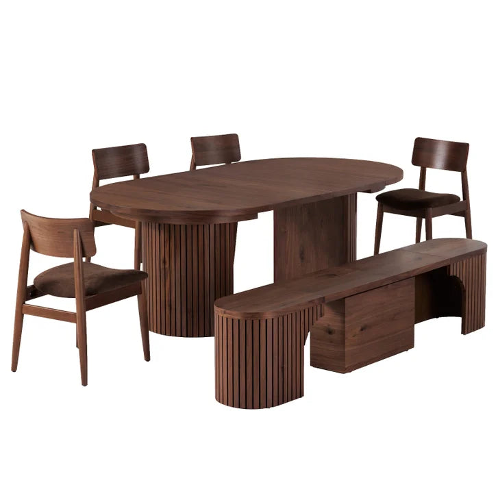 Round Transformer Table with Bench and 4 Chairs
