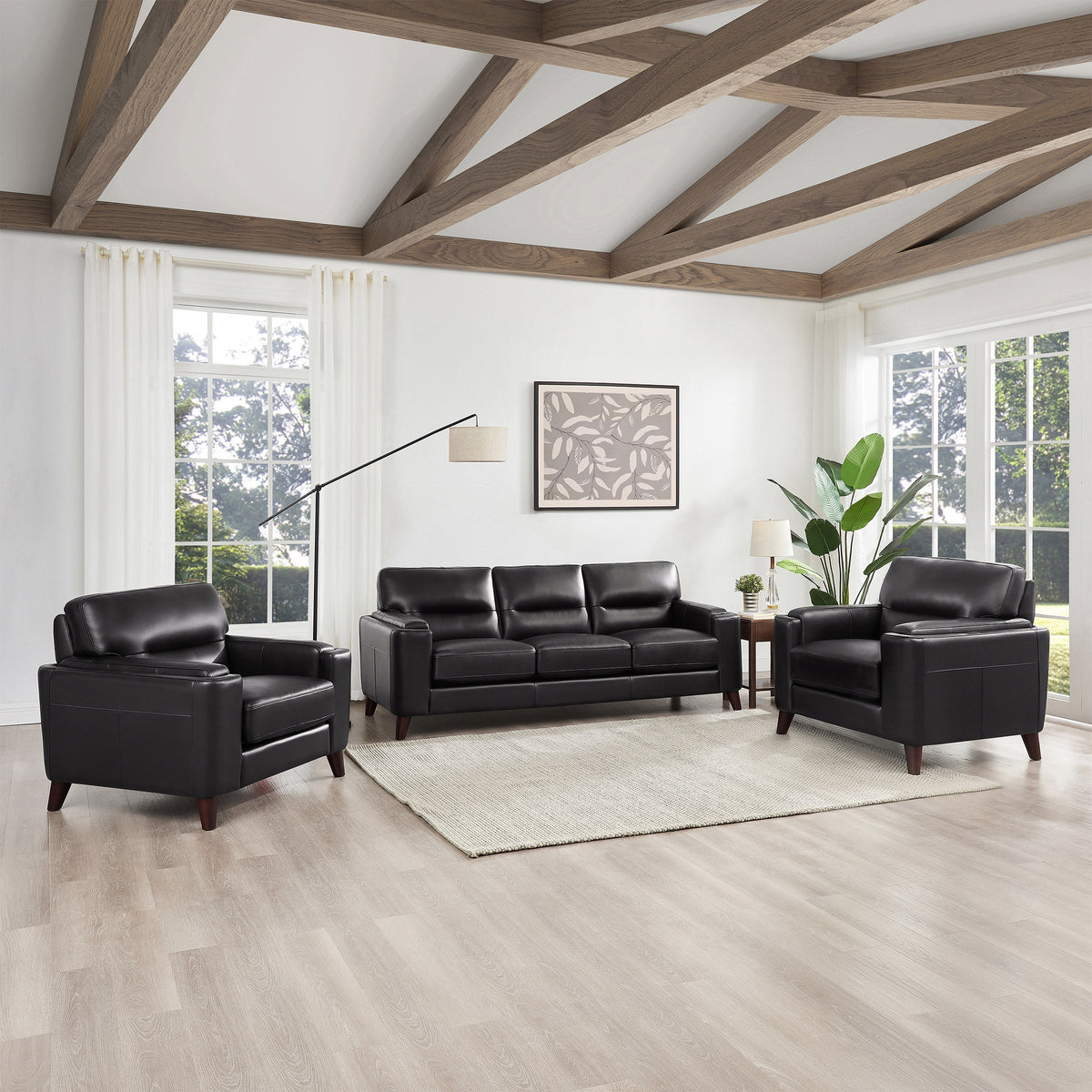 Prospera Home Sorena Top-grain Leather Sofa and 2 Chairs