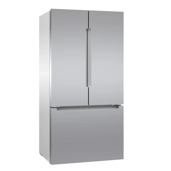 Bosch 800 Series 36in 20.8 cu ft. Stainless Steel Counter-Depth French 3-Door Refrigerator with dual compressors and evaporators and Interior Water Dispenser