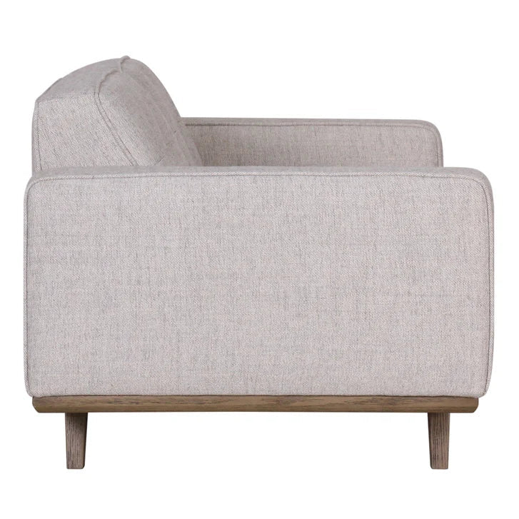 Fabric Loveseat with Solid Oak Base