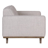 Fabric Loveseat with Solid Oak Base