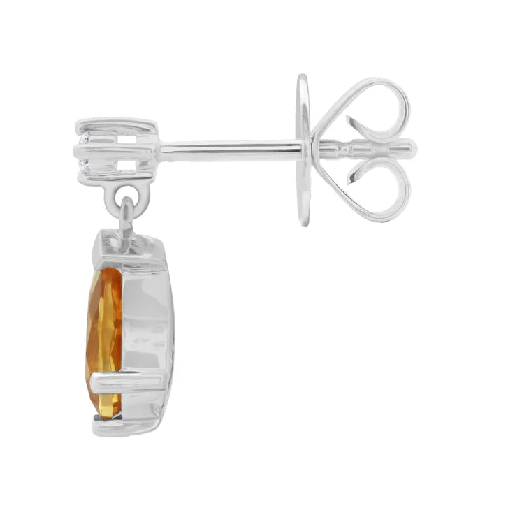 Pear Cut Citrine and Diamond Earrings (0.05ctw)