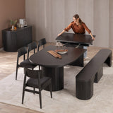 Round Transformer Table with Bench, 4 Chairs and Buffet