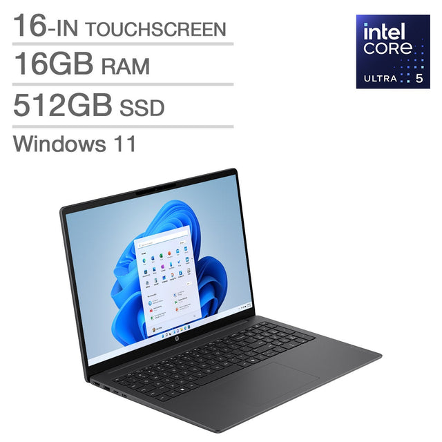 HP OmniBook 3 16-in Touchscreen Laptop, Intel Core Ultra 5 225U - 16GB RAM, 512GB SSD U5
