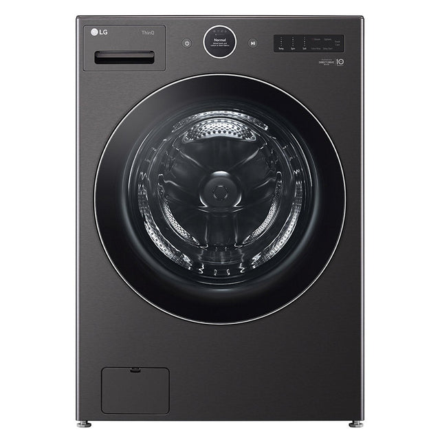 LG 5.8 cu ft. Black Steel ThinQ AI Wi-Fi Enabled Mega Capacity Steam Front Load Washer with ezDispense R0