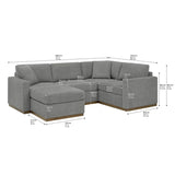 Henredon 3-piece Fabric Sectional with Ottoman and Wood Base