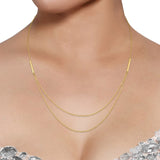 High Polish Station Bar 2 Layer Necklace in Yellow Gold