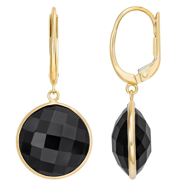 Round Onyx Drop Earrings I7