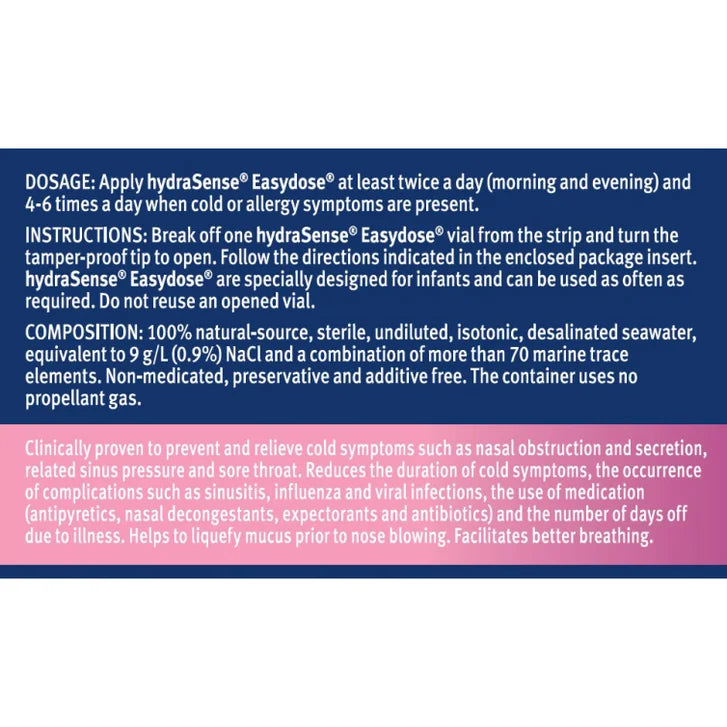 HydraSense Easydose -2 packs of 30 x 5 ml vials