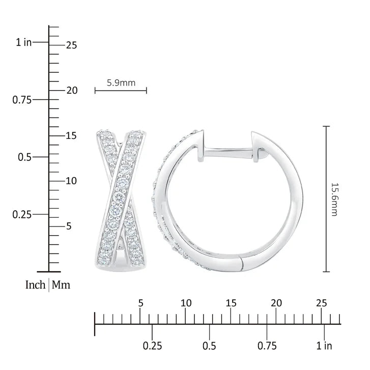Round Brilliant Diamond X-Shaped Hoop Earrings (0.40 ctw)