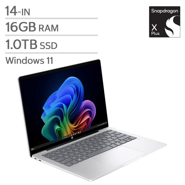 HP OmniBook 5 OLED 14-in. Laptop Copilot+, Snapdragon X Plus X1P-42-100, 16 GB RAM, 1TB SSD, Qualcomm Adreno GPU F5