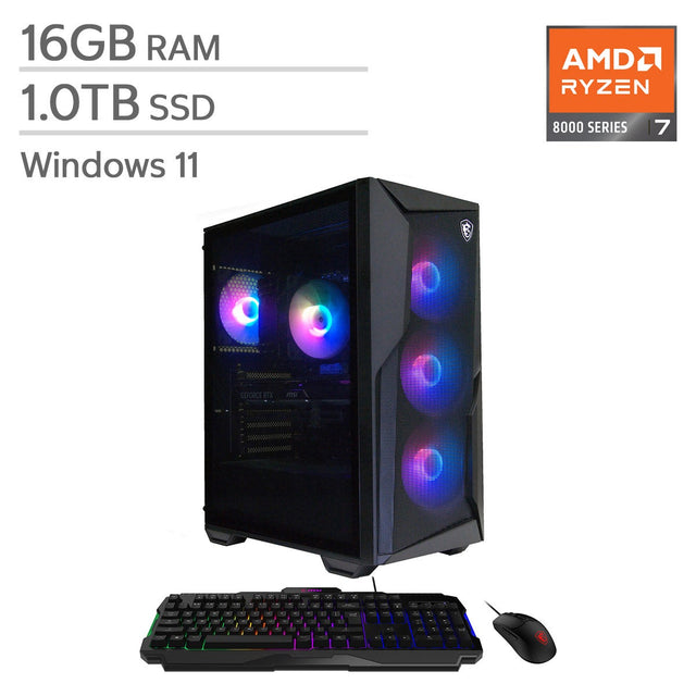 MSI Codex Z2 Gaming Desktop, AMD Ryzen 7 8700F - 16GB RAM, 1TB SSD, 8GB NVIDIA GeForce RTX 5060 Y5