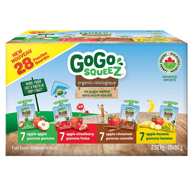 Gogo Squeez Organic Fruit Sauce Variety Pack, 28 × 90 g K3