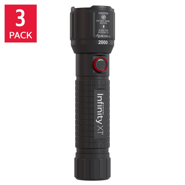 Infinity X1 2000 Lumen Rechargeable Flashlight, Pack of 3 O0