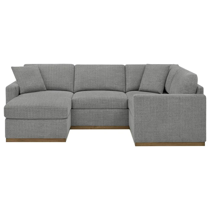Henredon 3-piece Fabric Sectional with Ottoman and Wood Base